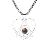 Stainless Steel Celtic Knot Heart Necklace Gemestone Triquetra Symbol Pendant - Eternal Love Spiritual Jewelry for Women & Men