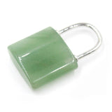 Natural Quartz Lock Shaped Pendant Necklace, Reiki Healing Crystal Chakra Jewelry for Women