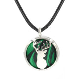 Lucky Deer Head Crystal Pendant Necklace, Natural Healing Stone Charm Necklace, Blessing Gift Jewelry for Women