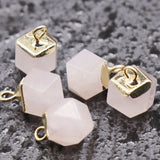 Gold Electroplated Cube Natural Stone Charms Pendants, 8×12mm Faceted Square Gemstone Bead Charms for Jewelry Making DIY Necklace Bracelet Bulk Supply