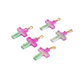 Healing Crystal Glass Cross Pendant Various Color Small Cross Pendant Necklace Keychain Earring Accessories