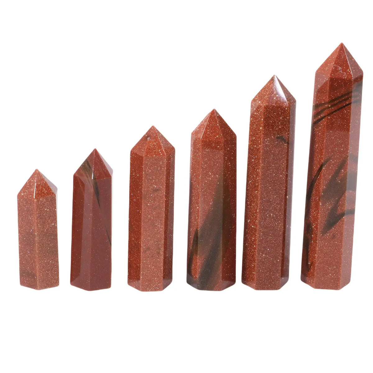 Vintage Multi-Sized Syn.Goldstone Hexagonal Pillar Decoration Office Ornament Tower Agate Stone Crafts DIY Accessory Gift