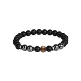 Elastic Bead Bracelet, 8mm Natural Obsidian Hematite Chakra Healing Protection Bracelet Stackable Wrist Jewelry Gift for Him Her