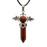 58×36mm Angel Wings Crystal Point Pendant | Natural Gemstone Hexagonal Prism Necklace for Men & Women