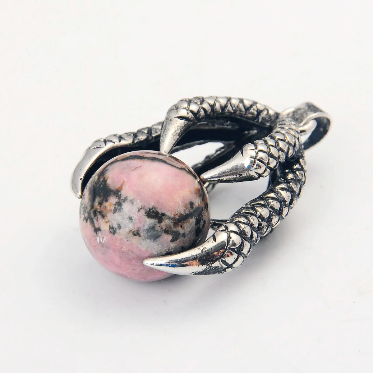 Dragon Claw Natural Gemstone Sphere Pendant, Gothic Dragon Claw Holding Crystal Ball Charm Pendant for Necklace