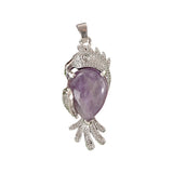 Silver Parrot Gemstone Pendant for DIY Making Jewelry #SP1764-Bird Animal Charms