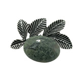Natural Healing Stone & Antique Silver Leaf Brooch Pendant - Dual Use Statement Charm