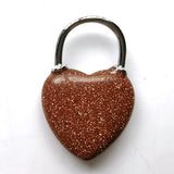 Natural Crystal Heart Lock Pendant Charms, Chakra Stone Beads for DIY Necklace Jewelry Making