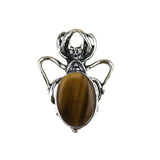 26×36mm Antique Silver Spider Pendant | Natural Crystal Cabochon Gothic Insect Charm for Jewelry Making