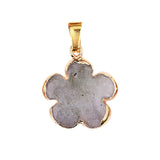 Natural Green Agate Plum Blossom Pendant - 20mm Gold-Plated Flower Crystal Charm for DIY Necklaces & Gifts