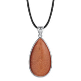 Silver Plated Bezel Set Teardrop Natural Gemstone Pendant, Multi‑Variety Water Drop Crystal Stone Pendant DIY Necklace Jewelry Accessory