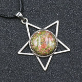 Star Pentagram Crystal Necklace | 40mm Natural Gemstone Pendant, Bohemian Healing Jewelry Gift