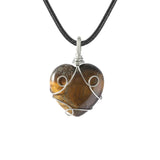 Handmade Wire Wrapped 30mm Heart Gemstone Pendant Necklace 45CM Black Cord #SN1751