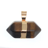 Gold Wrapped Double Point Natural Crystal Pendant, Chakra Healing Stone Point Charm for Necklace Jewelry Making