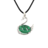 Graceful Swan: Handcrafted Natural Crystal Pendant Necklace • Premium Copper Bird Totem Amulet • Adjustable Black Cord Choker for Women Men