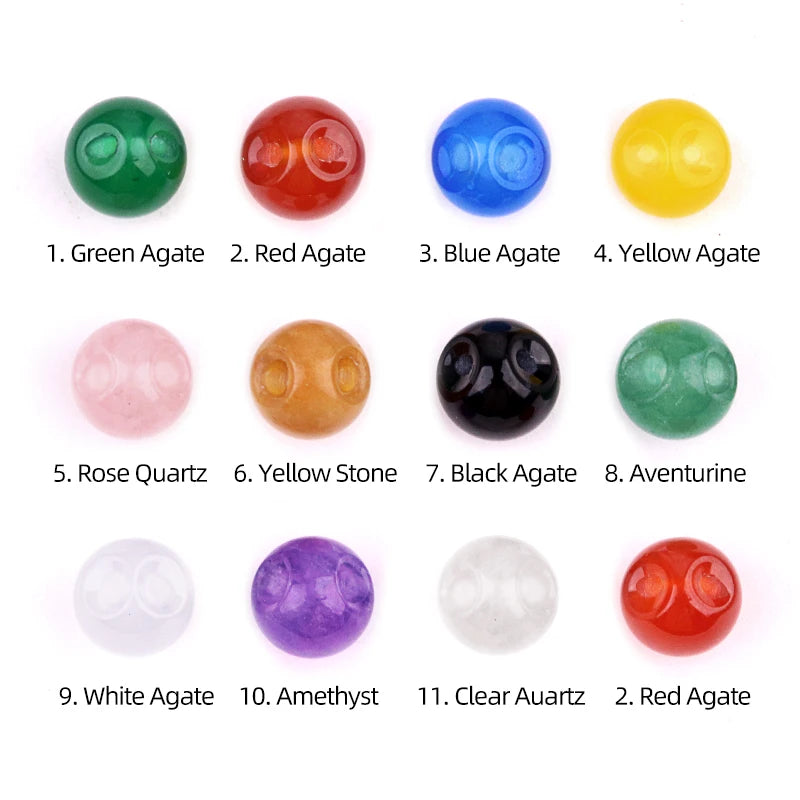 10mm Gemstone Round Beads Drilled 2MM Side Hole  for DIY Jewelry Making-1PCS