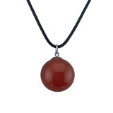 20mm Natural Crystal Sphere Pendant With Black Wax Cord, Round Gemstone Ball Chakra Healing Necklace Charms For DIY Jewelry Making & Friendship Gift