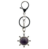 Retro Silver Ship Steering Wheel Key Ring • Classic Japanese Aesthetic Crystal Holder Clip • Heavy-Duty Swivel Lobster Clasp Backpack Charm Gift