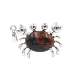 Natural Gemstone Crab Pendant | Silver-Tone Alloy Animal Charm for DIY Jewelry