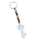 7 Chakra Beads Heart Key Crystal Keychain, Natural Healing Gemstone Love Key Pendant Gift