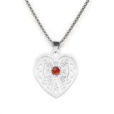 Vintage Stainless Steel Heart Pendant Necklace with Natural Green Aventurine - Celtic Knot Carved Heart Jewelry - Spiritual Protection Gift for Women & Men