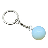 20mm Natural Crystal Sphere Keychain Round Gemstone Ball Key Ring Chakra Healing Stone Bag Pendant Friendship Gift