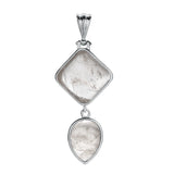 Geometric Elegance Natural Gemstone Pendant – Double Tier Rhombus & Teardrop Crystal Jewelry Gift