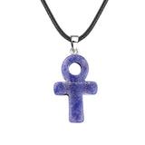 20×30mm Natural Crystal Ankh Cross Pendant Necklace | Egyptian Symbol Gemstone Jewelry for Men & Women