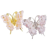 Natural Crystal Chip Butterfly Ornament | Gold-Plated Frame Handmade Gemstone Home Decor