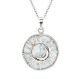 Sun and Moon Natural Gemstone Pendant Necklace Multi Color Healing Crystal Silver Plated Charm Jewelry for Women Gift