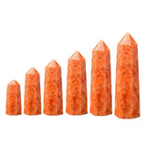 Multi-Sized Sunstone Crystal Hexagonal Pillar Decoration Office Ornament Charms Tower Stone Crafts DIY Witchcraft Gift