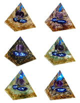 12 Constellation Gemstone Solar Sphere Orgone Pyramid 60MM for Home Office Feng Shui Decor & Spiritual Gifts