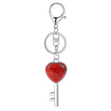 Natural Crystal Heart Key Keychain, Chakra Healing Gemstone Keyring for Car Keys & Bag Charm