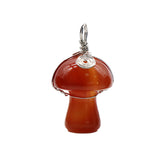 20mm Natural Crystal Mushroom Pendant  Wire-Wrapped Gemstone DIY Jewelry for Gifts