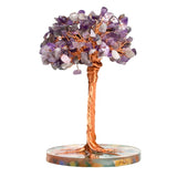 Handmade Natural Crystal Agate Tree Resin Base Figurine Engraving Rose Quartz Small Home Ornament Good Luck Love Christmas