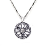 Hollow Life Flower Stainless Steel Gemstone Necklace for Women Men
