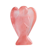 1.5Inch Gemstone Angel Figurine #SP1930 Hand Carved Pocket Healing Crystal Statue Perforated Spiritual Pendant for DIY Jewelry, Yoga Decor & Christmas Gifts
