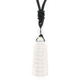 Natural Crystal Wenchang Pagoda Necklace | Carved Quartz Wisdom Tower Pendant | Rose Quartz Aventurine Obsidian Healing Protection Jewelry
