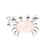 Natural Gemstone Crab Pendant | Silver-Tone Alloy Animal Charm for DIY Jewelry