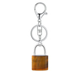 Natural Lock-Shaped Crystal Keychain Good Luck Charm for Women Jewelry Making