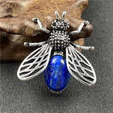 Natural Mixed Gemstone Honey Bee Brooch Pendant 2 in 1 Insect Animal Crystal Pin for Women Chakra Healing Jewelry