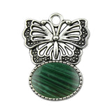 High Quality Natural Colorful Gem Stone Alloy Butterfly Pendant Fashion Women Jewelry Accessories for Children's Party Necklace