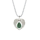 Vintage Silver Angel Wings Heart Necklace - Ready to Wear Teardrop Crystal Ball Chain Pendant for Women, Spiritual Gift