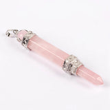 Natural Crystal Triple Point Wand Pendant, Hexagonal Double Terminated Crystal Stone Silver Ornament Reiki Chakra Healing Necklace Charm