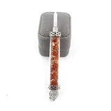 Natural Crystal Chip Glass Bottle Wand Pendant, Reiki Chakra Healing Crystal Point Wand Charm for Necklace Jewelry Making Meditation