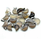 13×18mm Natural Crystal Moon Pendant, Healing Chakra Gemstone Charms for Jewelry Making