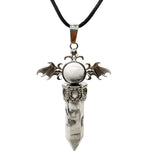 58×36mm Angel Wings Crystal Point Pendant | Natural Gemstone Hexagonal Prism Necklace for Men & Women