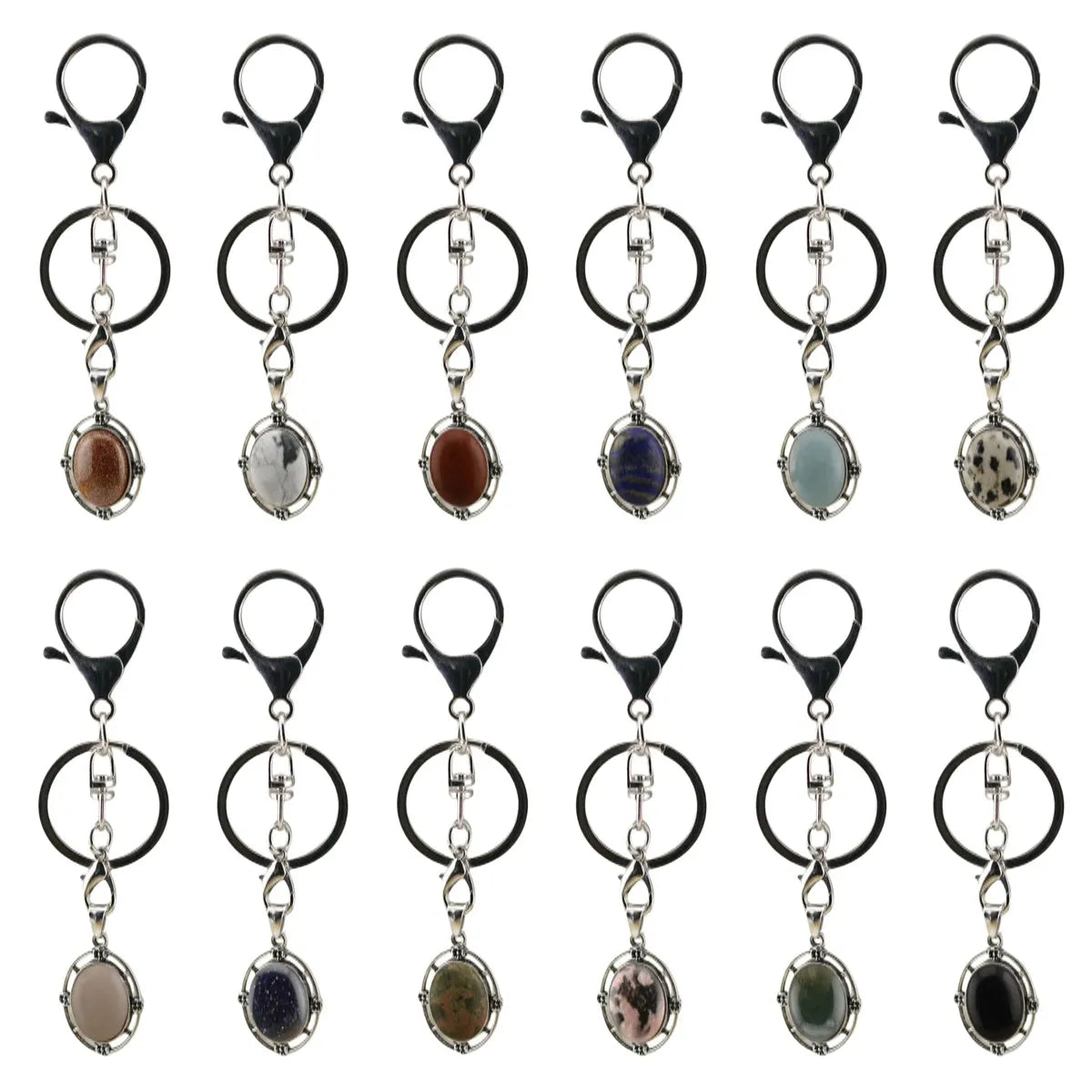 Oval Gemstone Pendant Keychain KC1502