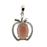 Natural Gemstone Christmas Fruit Apple Pendant Necklace for Women Men Teachers Appreiation Gift For Mentor Coach Principa