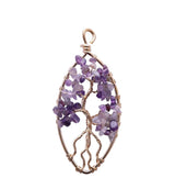 Hand Wrapped Tree of Life Crystal Pendant Natural Chip Stone Oval Wire Wrapped Pendant for Jewelry Making DIY Necklace Charm